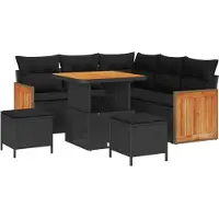 vidaXL Gartensofa-set 8 stk. 8-Sitzanzahl Schwarz