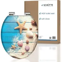 Schutte MDF WC Sitz BEACH AND WOOD, Toilettendeckel mit Absenkautomatik, Klobrille mit Holzkern, Klodeckel