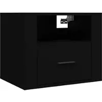 Décoshop26 - Wandmontierter Nachttisch mit Schublade und offenem Fach 50 x 36 x 40 cm schwarzes Holzwerkstoff DEC034320