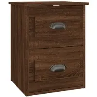 Décoshop26 - Wandmontierter Nachttisch mit 2 Schubladen 41,5 x 36 x 53 cm braunes Holzwerkstoff DEC034272