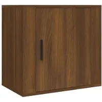 Décoshop26 - Wandmontierter Nachttisch mit Fach und Tür 50 x 30 x 47 cm braunes Holzwerkstoff DEC034275