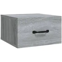 Décoshop26 - Wandmontierter Nachttisch mit Schublade 35 x 35 x 20 cm Holzwerkstoff grau DEC034328