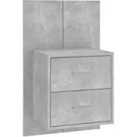 Décoshop26 - Wandmontierter Nachttisch mit zwei Schubladen 48,5 x 32,5 x 80 cm aus grauem Holzwerkstoff DEC034294