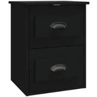 Décoshop26 - Wandmontierter Nachttisch mit zwei Schubladen 41,5 x 36 x 53 cm schwarzes Holzwerkstoff DEC034315