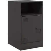 Décoshop26 - Nachttisch mit Fach und Tür 34,5 x 39 x 62 cm schwarzer Stahl DEC034351