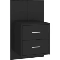Décoshop26 - Wandmontierter Nachttisch mit zwei Schubladen 48,5 x 32,5 x 80 cm aus schwarzem Holzwerkstoff DEC034306