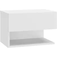 Décoshop26 - Wandmontierter Nachttisch 46 x 29,5 x 30 cm aus weißem Holzwerkstoff DEC034219