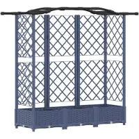 vidaXL Hochbeet mit Rankgitter und Dach Grau 163 x 40 x 123 cm PP