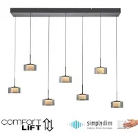 Paul Neuhaus RIKA LED-Pendelleuchte, 7-armig, schwarz, höhenverstellbar, Comfort Lift, SimplyDim, 3000 K, Art.-Nr. 2115-18