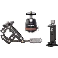 Leofoto Taschenklemme MC-30 + Kit mit Kugelkopf 19 + Smartphone