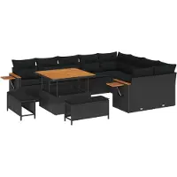 vidaXL Gartensofa-set 12 stk. 12-Sitzanzahl Schwarz