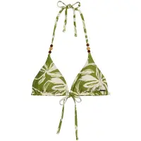 Marc o'polo Bandeau-Bikini-Top "Shiny Abstract Flower AOP", Damen, Gr. XS (34), N-Gr, grün (golden cypress print), Obermaterial: 84% Polyamid, 16% Elasthan, Bikini-Oberteile Bandeau-Bikini-Top