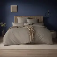 Estella Mako-Satin Uni Bettwäsche Valetta 200x200 cm + 2x 80x80 cm | kiesel - grau