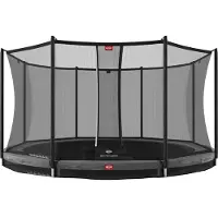 Berg Bodentrampolin Favorit InGround 380 + Sicherheitsnetz Comfort Grau