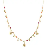 Luxenter Halskette aus 925er Sterlingsilber mit mehrfarbigem Kristall in 18K Gelbgold - Sekhay