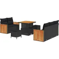 vidaXL Gartensofa-set mit Kissen 8 pcs Schwarz
