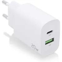 Aisens Ladegerät, 20 W, 1 x USB-C PD3.0, 1 x USB-A QC3.0, Weiß
