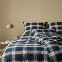Elegante Soft-Flanell Bettwäsche Westminster blau 140x200 cm + 70x90 cm - blau