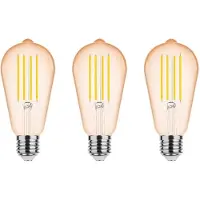 Modee Lighting E27 LED Filamentlampe ST64 4W 300lm 1800K Warmweiß Dimmbar 3 Stück