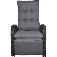 Ebuy24 Jorl Garten Lounge Gartenstuhl, Sofastuhl mit stufenloser Einstellung im Rücken und Fußstütze schwarz/grau.