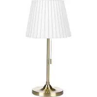 Beliani Tischlampe Messing Weiß Polyester Metall Empire Leuchte Schlafzimmer Wohnzimmer Retro Klassisch