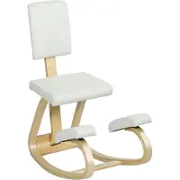 SUGIFT Kniestuhl ergonomisch mit Rückenlehne, Kniehocker Gesundheitsstuhl, Schaukelfunktion, Birkenholz, Cremeweiß | 84x51x93 cm | bis 120 kg