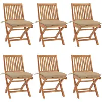 Syfax Klappbare Gartenstühle mit Kissen 6 Stk. Massivholz Teak