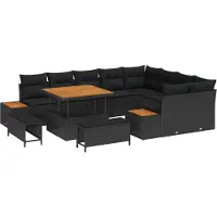 vidaXL Gartensofa-set mit Kissen 12 pcs Schwarz