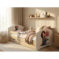 Happy Babies Juniorbett 140x70 cm "Happy" inkl. Bettkasten | Kinderbett mit Rausfallschutz | Nachbildung Helle Birne für Kinderzimmer