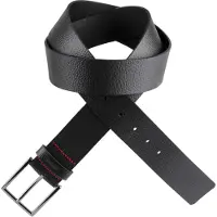 HUGO Ledergürtel "Giaspo-Gr Sz40 10", Herren, Gr. 95, schwarz (schwarz 002), Leder, unifarben, Gürtel Ledergürtel, mit roter Kontrastnaht
