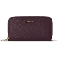 Lazarotti Geldbörse Bologna Leather Double Zip Around Wallet Burgundy dunkelbraun