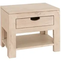 MASSIVMOEBEL24.DE Nachttisch Akazie 50x35x45 white stone getüncht NATURE WHITE #91