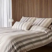 Elegante Soft-Flanell Bettwäsche Swift natur Kissenbezug einzeln 80x80 cm - beige;grau