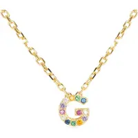 Luxenter Halskette aus 925er Sterlingsilber mit mehrfarbigen Zirkonias in 18K Gelbgold - Alphabet