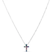 Luxenter Sterling Silber 925 Halskette mit mehrfarbigen Zirkonia rhodiniert - Sharra