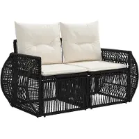 vidaXL Gartensofa-set 6 pcs Schwarz und Cremeweiß Poly-Rattan