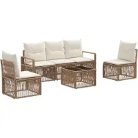 vidaXL Gartensofa-set 6 pcs Beige Poly-Rattan