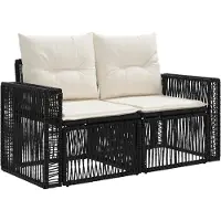 vidaXL Gartensofa-set 4 pcs Schwarz und Cremeweiß Poly-Rattan