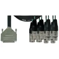 Cordial CFD 3 DFMY - 1x D-Sub, 4x XLR male 3 pol, 4x XLR female 3 pol, 3,00m