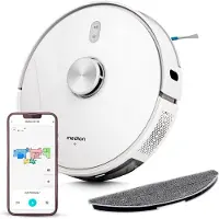 Medion Saugroboter mit Lasernavigation und Wischfunktion X41 SW (Starke 8000Pa Saugkraft, 2in1 Roboterstaubsauger, präzise Kartenerstellung, Go & No Go Bereiche, mehrere Etagen)