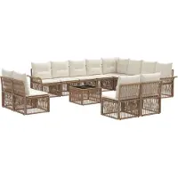 vidaXL Gartensofa-set 13 pcs Beige Poly-Rattan