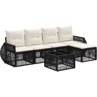 vidaXL Gartensofa-set 6 pcs Schwarz und Cremeweiß Poly-Rattan