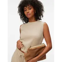 Vero Moda Shirttop "VMLUNA SL O-NECK TOP JRS NOOS" Materialmix, regular fit
