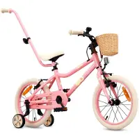 Sun baby LOOFI Kinderfahrrad 16 Zoll, leichtes Aluminium Fahrrad 6,9 kg für Kinder ab 4 Jahre, mit Stützrädern, Korb, Klingel, Mädchen