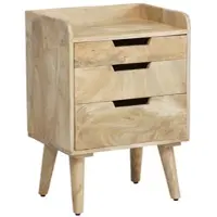KADIMA DESIGN Nachttisch Mango Massivholz Hellbraun 45x33x63 cm Nachtschrank Boxspringbett, Design Nachtkonsole mit 3 Schubladen & Ablagefläche, Nachtkommode