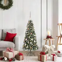 vidaXL "Schlussverkauf" Künstlicher Weihnachtsbaum(1 pc) - Kunstbaum/Tannenbaum - mit 150 LEDs mit Ständer Grün 120 cm C7449