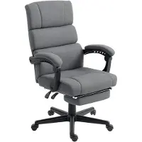 HOMCOM Bürostuhl, Ergonomisch mit Samt-Optik Fußstütze, Dunkelgrau