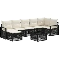 vidaXL Gartensofa-set 8 pcs Schwarz Poly-Rattan