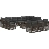 vidaXL Gartensofa-set 14 pcs Grau Poly-Rattan