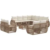 vidaXL Gartensofa-set 12 pcs Beige und Cremeweiß Poly-Rattan